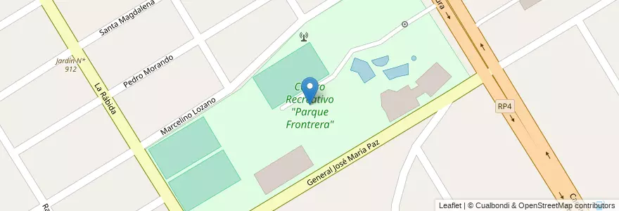 Mapa de ubicacion de Centro Recreativo "Parque Frontrera" en Аргентина, Буэнос-Айрес, Partido De Esteban Echeverría, 9 De Abril.
