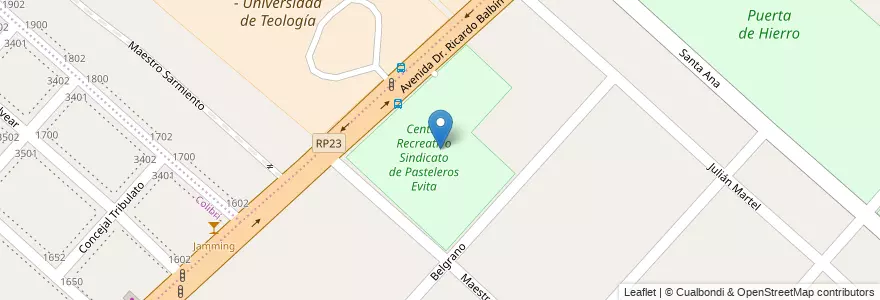 Mapa de ubicacion de Centro Recreativo Sindicato de Pasteleros Evita en Arjantin, Buenos Aires, Partido De San Miguel, Santa María.
