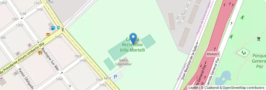 Mapa de ubicacion de Centro Recreativo Villa Martelli en 아르헨티나, 부에노스아이레스주, Partido De Vicente López, Vicente López.