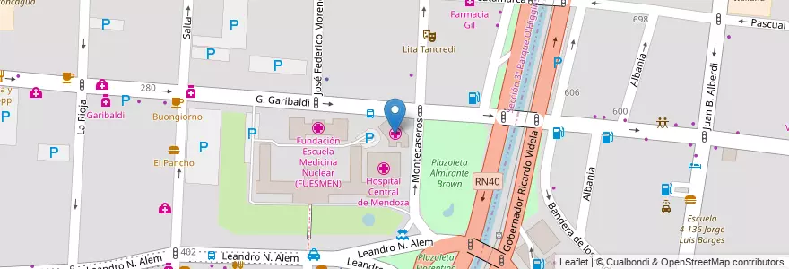 Mapa de ubicacion de Centro Regional de Hemoterapia en Argentinië, Chili, Mendoza, Departamento Capital, Ciudad De Mendoza, Sección 3ª Parque O'Higgins.