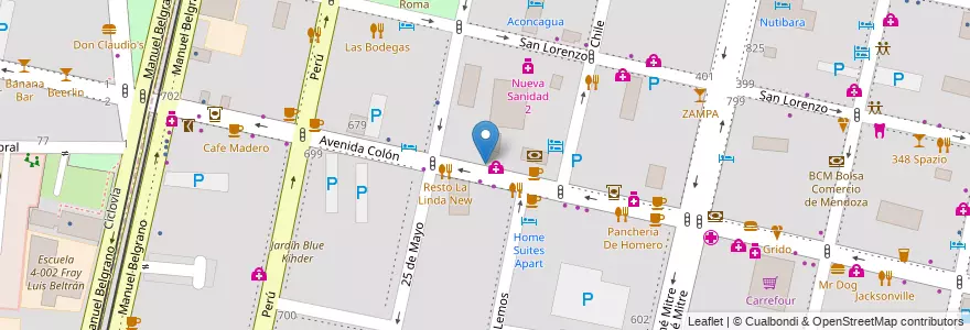 Mapa de ubicacion de Centro Reproduccion del Oeste en الأرجنتين, تشيلي, Mendoza, Departamento Capital, Sección 2ª Barrio Cívico, Ciudad De Mendoza.