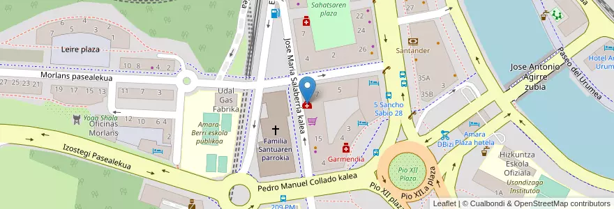 Mapa de ubicacion de Centro Salud Mental Amara en Spanien, Autonome Gemeinschaft Baskenland, Gipuzkoa, Donostialdea, Donostia/San Sebastián.