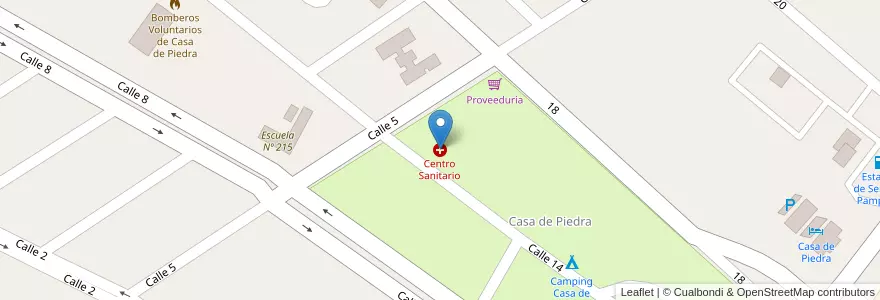 Mapa de ubicacion de Centro Sanitario en الأرجنتين, La Pampa, Comisión De Fomento De Casa De Piedra, Departamento Puelén.