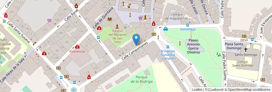 Mapa de ubicacion de Centro Social de Campomanes en Spagna, Asturie, Asturie, Oviedo.