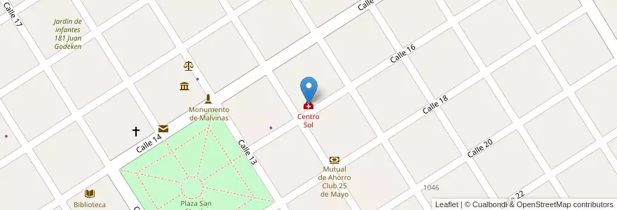 Mapa de ubicacion de Centro Sol en Arjantin, Santa Fe, Municipio De Gödeken, Departamento Caseros.