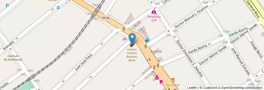 Mapa de ubicacion de Centro Umbro Buenos Aires en Argentina, Provincia Di Buenos Aires, Partido De Avellaneda, Avellaneda.