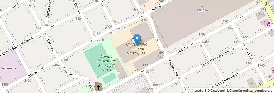 Mapa de ubicacion de Centro Universitario Regional Norte U.B.A. en アルゼンチン, ブエノスアイレス州, Partido De San Isidro, Martínez.