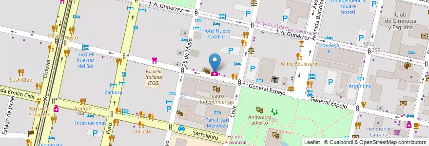 Mapa de ubicacion de Centro Urologico en الأرجنتين, تشيلي, Mendoza, Departamento Capital, Ciudad De Mendoza.