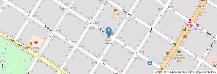 Mapa de ubicacion de Centro Vasco en Arjantin, Buenos Aires, Partido De General Pueyrredón, Mar Del Plata.