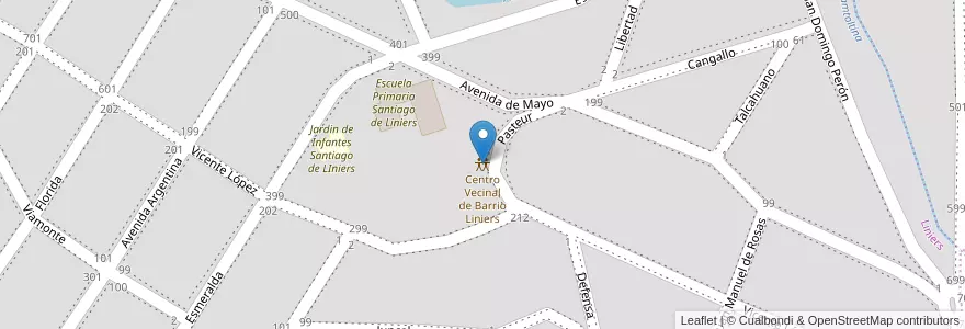 Mapa de ubicacion de Centro Vecinal de Barrio Liniers en Аргентина, Кордова, Departamento Santa María, Pedanía Alta Gracia, Municipio De Alta Gracia, Alta Gracia.
