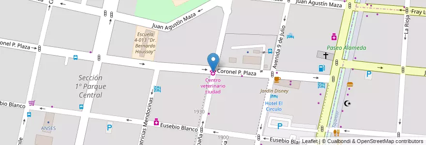 Mapa de ubicacion de Centro veterinario ciudad en アルゼンチン, チリ, メンドーサ州, Departamento Capital, Ciudad De Mendoza.