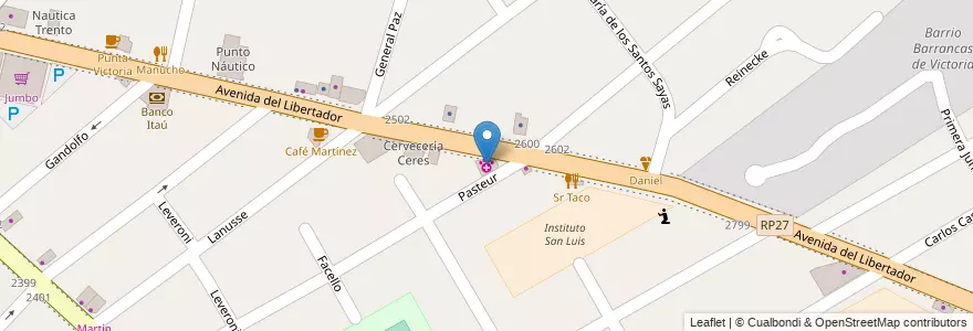 Mapa de ubicacion de Centro Veterinario del Norte en アルゼンチン, ブエノスアイレス州, Partido De San Fernando, Victoria.