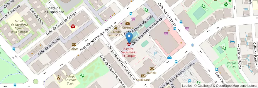 Mapa de ubicacion de Centro Veterinario El Parque en スペイン, カスティーリャ＝ラ・マンチャ州, Toledo, Talavera, Talavera De La Reina.