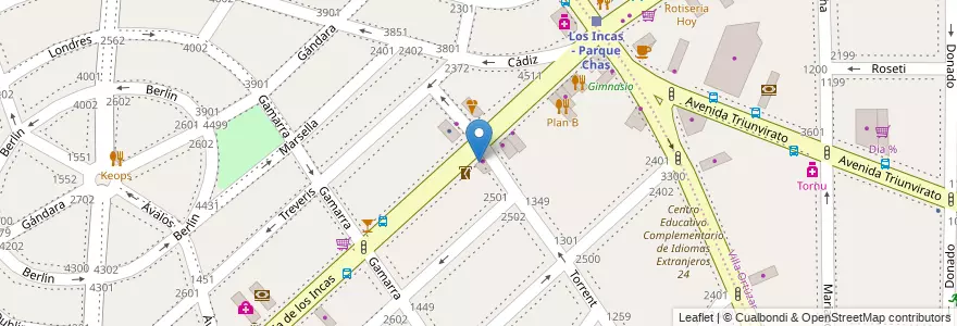 Mapa de ubicacion de Centro Veterinario, Parque Chas en アルゼンチン, Ciudad Autónoma De Buenos Aires, ブエノスアイレス, Comuna 15.