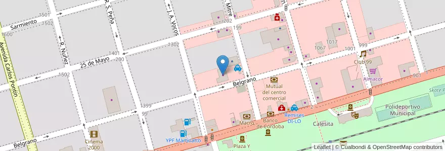 Mapa de ubicacion de CENTROMAT en Argentina, Córdoba, Departamento San Justo, Municipio Arroyito, Pedanía Arroyito, Arroyito.