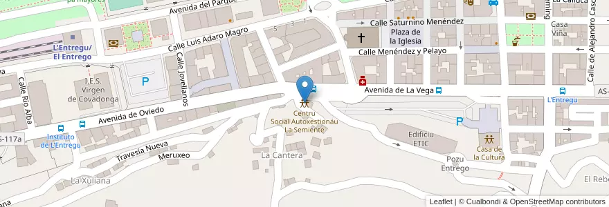 Mapa de ubicacion de Centru Social Autoxestionáu La Semiente en Spanje, Asturië, Asturië, Samartín Del Rei Aurelio.