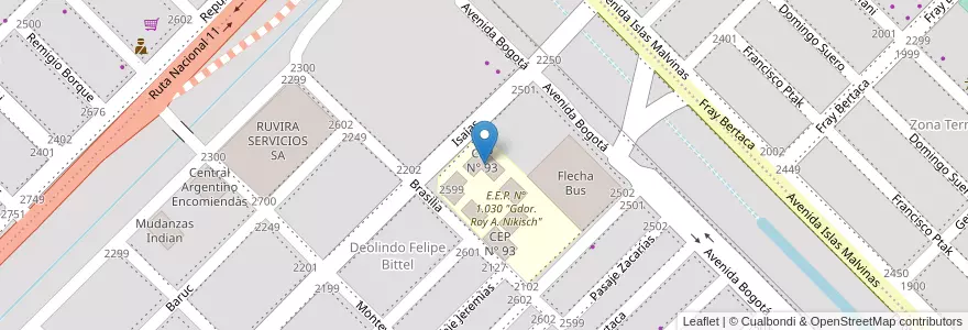 Mapa de ubicacion de CEP N° 93 en アルゼンチン, チャコ州, Departamento San Fernando, Resistencia, Resistencia.