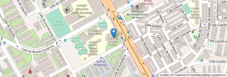 Mapa de ubicacion de CEPA Ciudad Lineal en Spanien, Autonome Gemeinschaft Madrid, Autonome Gemeinschaft Madrid, Área Metropolitana De Madrid Y Corredor Del Henares, Madrid.