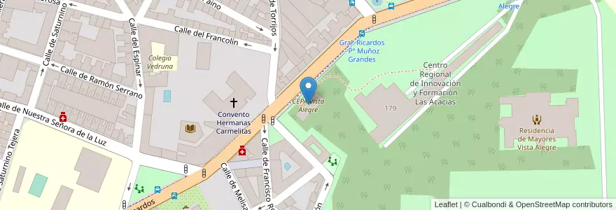 Mapa de ubicacion de CEPA Vista Alegre en スペイン, マドリード州, Comunidad De Madrid, Área Metropolitana De Madrid Y Corredor Del Henares, Madrid.