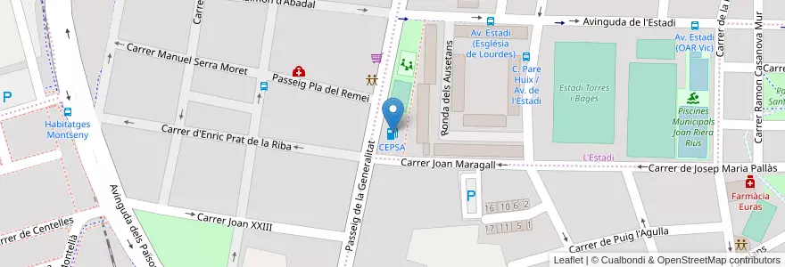 Mapa de ubicacion de CEPSA en Espanha, Catalunha, Barcelona, Osona, Vic.