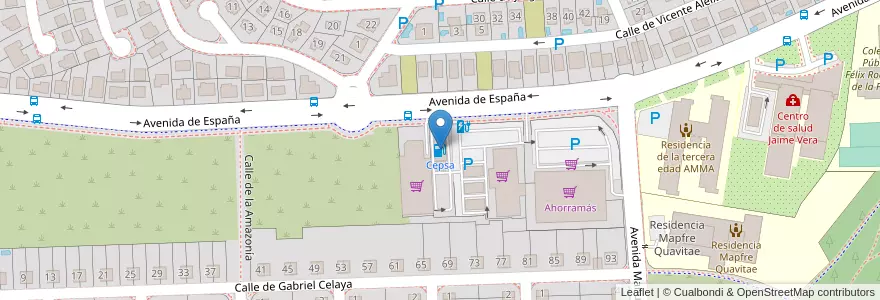 Mapa de ubicacion de Cepsa en إسبانيا, منطقة مدريد, منطقة مدريد, Área Metropolitana De Madrid Y Corredor Del Henares, Coslada.
