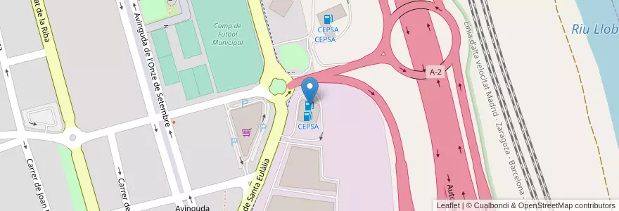 Mapa de ubicacion de CEPSA en اسپانیا, Catalunya, Barcelona, Baix Llobregat, Pallejà.