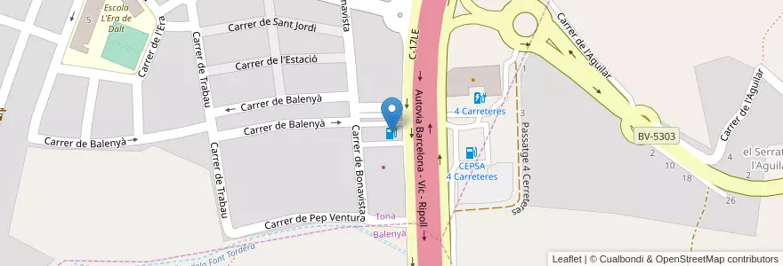 Mapa de ubicacion de CEPSA 4 Carreteres en İspanya, Catalunya, Barcelona, Osona, Tona.