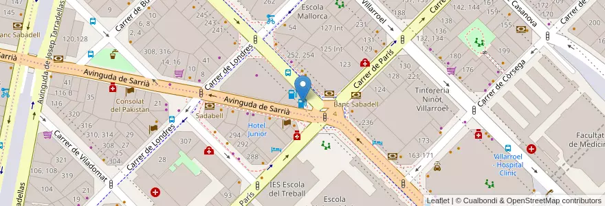 Mapa de ubicacion de Cepsa Paris Urgell en 西班牙, Catalunya, Barcelona, Barcelonès, Barcelona.