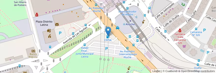 Mapa de ubicacion de CEPSA en 스페인, Comunidad De Madrid, Comunidad De Madrid, Área Metropolitana De Madrid Y Corredor Del Henares, 마드리드.