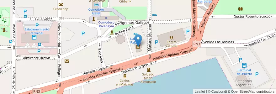 Mapa de ubicacion de CEPTur Centro de Exposición y Promoción Turística en 阿根廷, Chubut, Departamento Escalante, Comodoro Rivadavia.