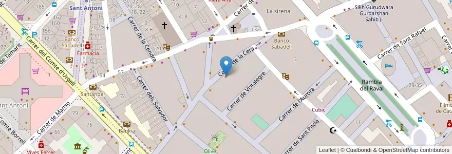 Mapa de ubicacion de Cera 23 en Spagna, Catalunya, Barcelona, Barcelonès, Barcelona.