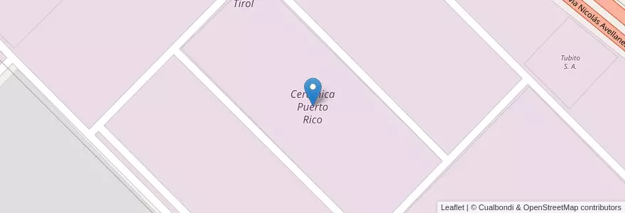 Mapa de ubicacion de Cerámica Puerto Rico en アルゼンチン, チャコ州, Departamento Libertad, Municipio De Puerto Tirol.