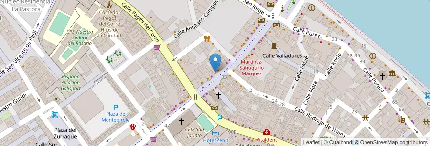 Mapa de ubicacion de Cerbecería-Abacería Alboreá en スペイン, アンダルシア州, Sevilla, セビリア.