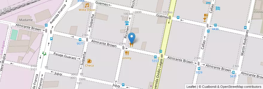 Mapa de ubicacion de Cervario en アルゼンチン, サンタフェ州, Departamento Rosario, Municipio De Rosario, ロサリオ.