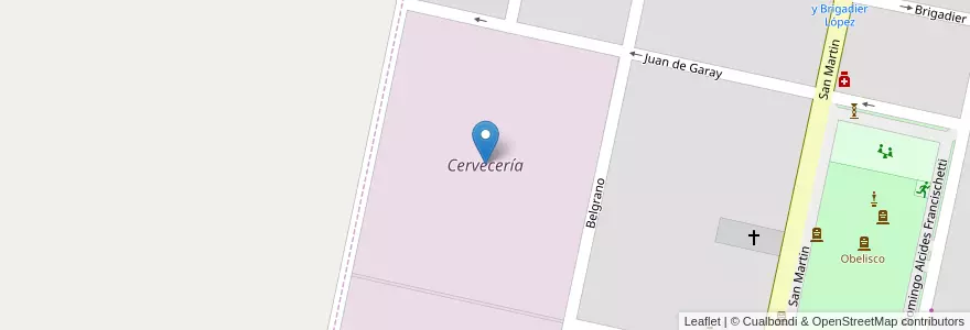 Mapa de ubicacion de Cervecería en الأرجنتين, سانتا في, Departamento Las Colonias, Municipio De San Carlos Sud, San Carlos Sud.