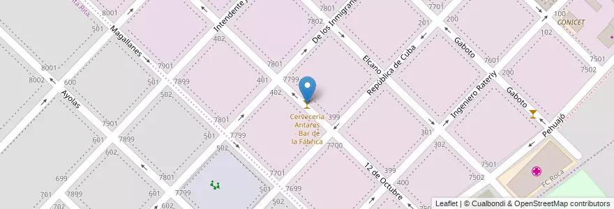 Mapa de ubicacion de Cervecería Antares - Bar de la Fábrica en アルゼンチン, ブエノスアイレス州, Partido De General Pueyrredón, Mar Del Plata.