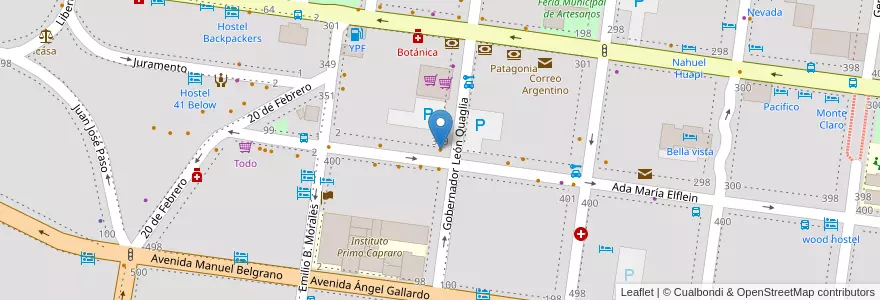 Mapa de ubicacion de Cervecería Bachmann en アルゼンチン, チリ, リオネグロ州, Departamento Bariloche, Municipio De San Carlos De Bariloche, San Carlos De Bariloche.