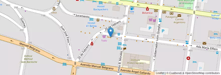 Mapa de ubicacion de Cervecería Berlina Pueblo en アルゼンチン, チリ, リオネグロ州, Departamento Bariloche, Municipio De San Carlos De Bariloche, San Carlos De Bariloche.