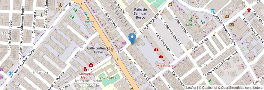 Mapa de ubicacion de Cervecería-Cafetería de la Encina en 스페인, Andalucía, Sevilla, 세비야.