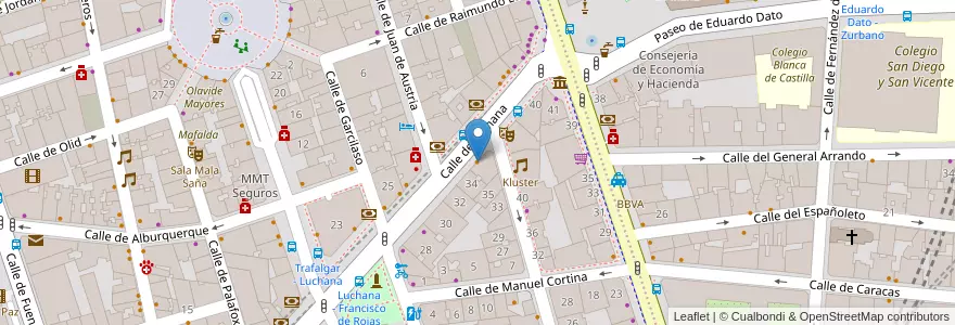 Mapa de ubicacion de Cervecería Chamberí en إسبانيا, منطقة مدريد, منطقة مدريد, Área Metropolitana De Madrid Y Corredor Del Henares, مدريد.