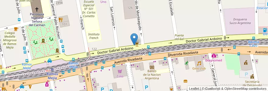 Mapa de ubicacion de Cervecería Dublin en アルゼンチン, ブエノスアイレス州, Partido De La Matanza, Ramos Mejía.