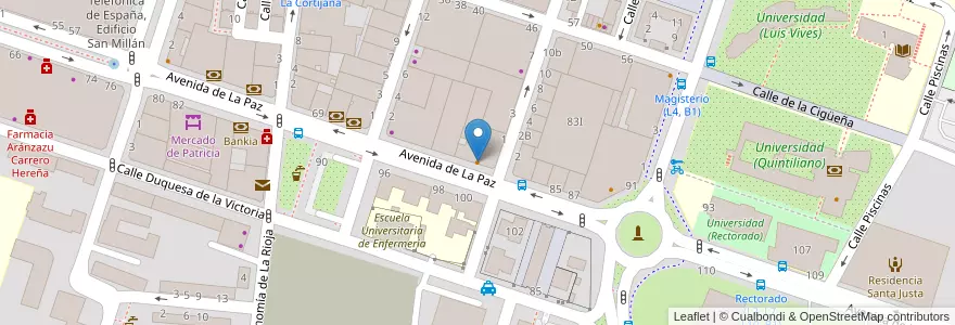 Mapa de ubicacion de Cervecería La Cortijana Campus en Spanje, La Rioja, La Rioja, Logroño.