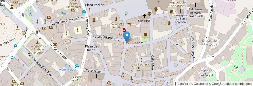 Mapa de ubicacion de Cervecería La Sureña en اسپانیا, آستوریاس, آستوریاس, Oviedo.