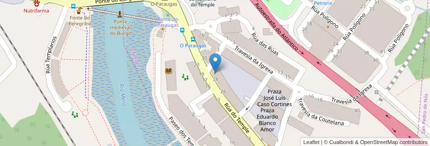 Mapa de ubicacion de Cervecería Los Templarios en スペイン, ガリシア州, A Coruña, A Coruña.