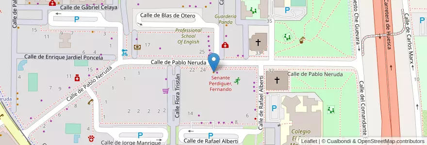 Mapa de ubicacion de Cervecería Neruda en Espanha, Aragão, Saragoça, Zaragoza, Saragoça.