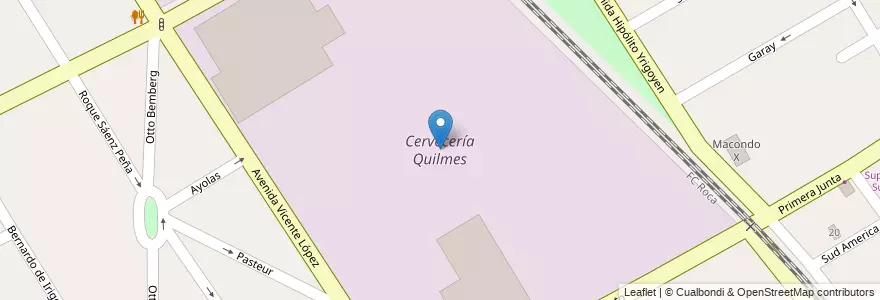 Mapa de ubicacion de Cervecería Quilmes en アルゼンチン, ブエノスアイレス州, Partido De Quilmes, Quilmes.