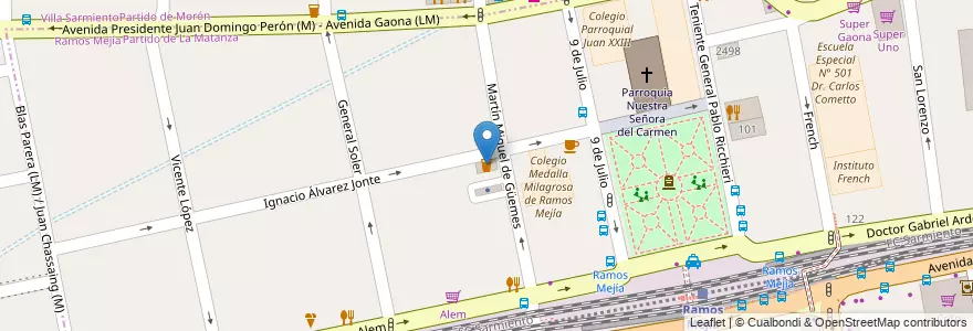 Mapa de ubicacion de Cervelar en アルゼンチン, ブエノスアイレス州, Partido De La Matanza, Ramos Mejía.
