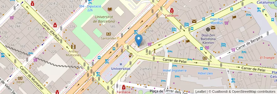 Mapa de ubicacion de Cerveseria Universitat en Spanje, Catalonië, Barcelona, Barcelonès, Barcelona.