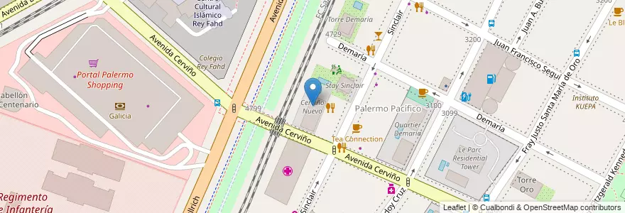 Mapa de ubicacion de Cerviño Nuevo, Palermo en Arjantin, Ciudad Autónoma De Buenos Aires, Buenos Aires, Comuna 14.
