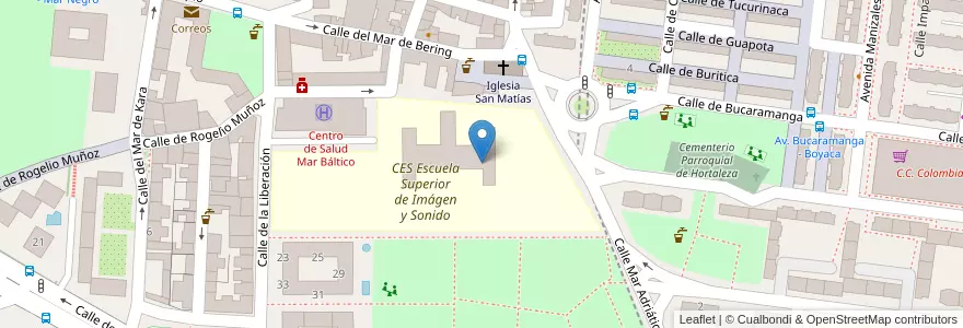 Mapa de ubicacion de CES, Escuela Superior de Imagen y Sonido en スペイン, マドリード州, Comunidad De Madrid, Área Metropolitana De Madrid Y Corredor Del Henares, Madrid.
